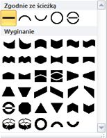 Opcje zmieniania kształtów WordArt w programie Publisher 2010