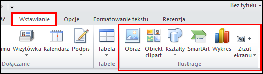 Wstawianie obrazu w programie Outlook 2010