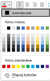 Menu Kolor czcionki w programie Outlook.