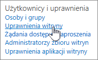 Element menu Użytkownicy i uprawnienia