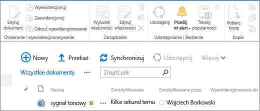 Wstążka z wyszarzonymi przyciskami edycji