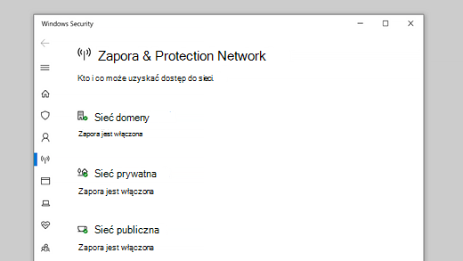 Zapora i ochrona sieci w programie Zabezpieczenia Windows