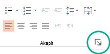 W grupie Akapit kliknij przycisk Uruchamianie w prawym dolnym rogu, aby otworzyć okno dialogowe Akapit