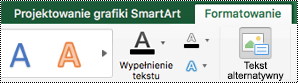 Przycisk Tekst alternatywny dla grafik SmartArt w Excel dla komputerów Mac