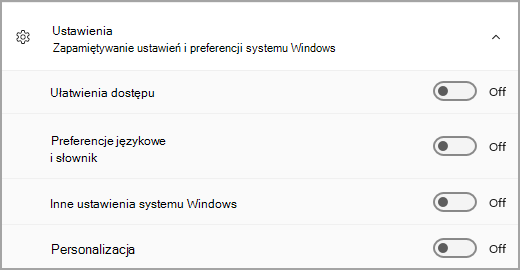 Sekcja Ustawienia Kopia zapasowa systemu Windows.
