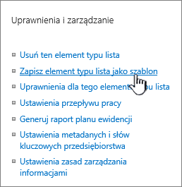 Sekcja Zarządzanie uprawnieniami w menu Ustawienia