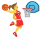 Kobieta grająca emotikon koszykówki