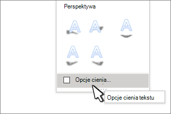 Zaznaczone opcje cienia w obszarze Style tekstu WordArt