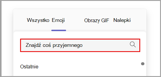 Wyszukaj wszystkie opcje emoji.