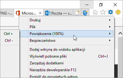 Zrzut ekranu przedstawiający menu Narzędzia w programie Internet Explorer