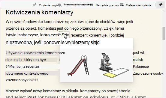 Słownik obrazkowy w Czytnik immersyjny