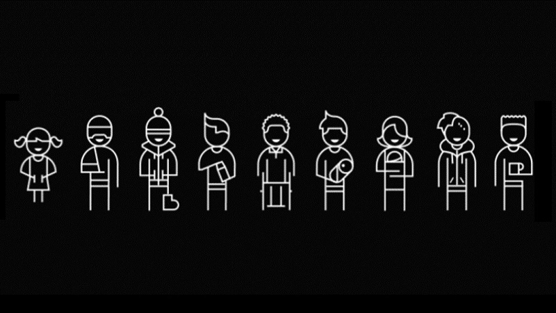 Ilustracja zawierająca dziewięć rysunkowych ludzików