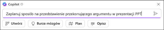 Tekst „zaplanuj sposób” dla polecenia Zaplanuj w aplikacji Loop