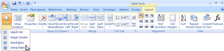 Obraz karty Układ w narzędziach tabel programu Word