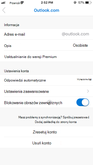 Blokowanie obrazów zewnętrznych w aplikacji Outlook Mobile