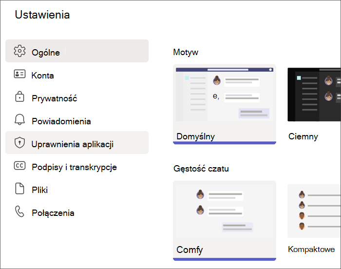 Zrzut ekranu przedstawiający ustawienia aplikacji Teams z profilu ucznia. Wyróżniona jest funkcja Uprawnienia aplikacji.