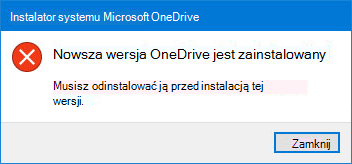OneDrive wyskakujących błędów