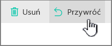 Wyróżniony przycisk Przywróć w usłudze SharePoint Online