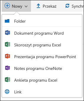 Office 365 Tworzenie nowego folderu lub dokumentu