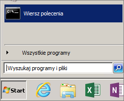 Pozycja menu Wiersz polecenia w systemie Windows 7.