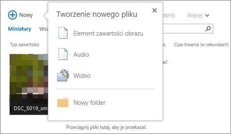 Okno dialogowe Tworzenie dokumentu, wywoływane przyciskiem +Nowy