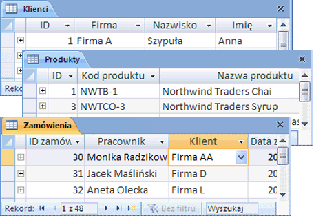 Obraz przedstawiający trzy tabele w arkuszach danych