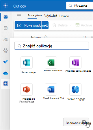 Menu wysuwane Więcej aplikacji w Outlook w sieci Web i w nowym programie Outlook dla systemu Windows.
