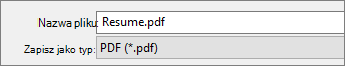 Wybierz pozycję plik PDF w polu Zapisz jako typ.