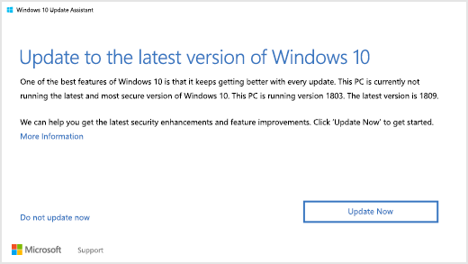 Niektore Wersje Wyswietlania Systemu Windows 10 Zawieraja Powiadomienie O Instalowaniu Najnowszej Wersji