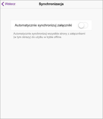 Wyłącz automatyczną synchronizację w ustawianiach programu OneNote na tablecie iPad.