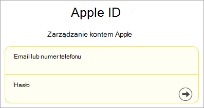 Zrzut ekranu przedstawiający logowanie apple id