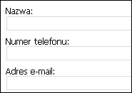 Three text boxes for collecting information