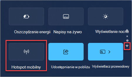 Jak znaleźć szybką akcję hotspotu mobilnego w Windows 11 szybkich ustawieniach.