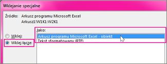 Wybieranie programu Microsoft Excel