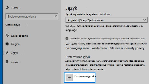 Ustawienia językowe w systemie Windows 10