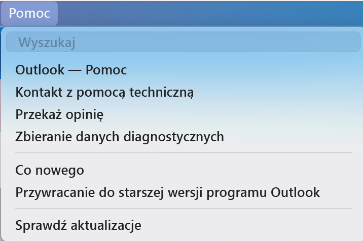 nowy przełącznik opcji programu Outlook