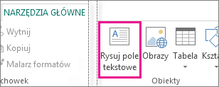 Zrzut ekranu przedstawiający pozycję Rysuj pole tekstowe w programie Publisher