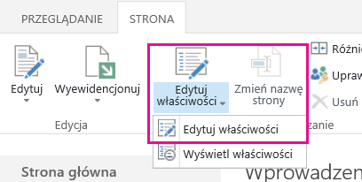 Page tab opened to ribbon with Edit Properties highlighted