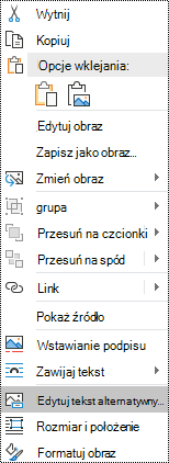 Tekst alternatywny dla obrazów w menu kontekstowym w programie Outlook dla systemu Windows