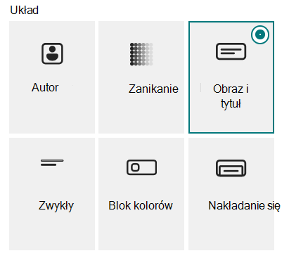 Sześć układów składnika Web Part transparentu