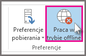 Przycisk Pracuj w trybie offline w programie Outlook 2013