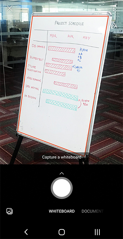 Zrzut ekranu przedstawiający aplikację Microsoft Lens na telefonie z systemem Android