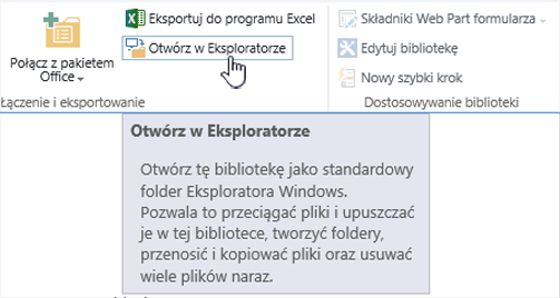 SharePoint 2016 — funkcja Otwórz w Eksploratorze w programie IE11