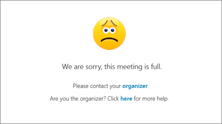 Komunikat o błędzie: spotkanie jest pełne
