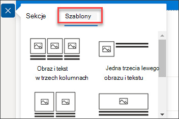 zrzut ekranu przedstawiający okienko dodawania szablonu sekcji