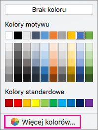 Opcje koloru cieniowania z wyróżnioną pozycją Więcej kolorów.