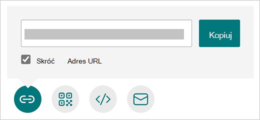 Opcja Skracanie adresu URL w aplikacji Microsoft Forms