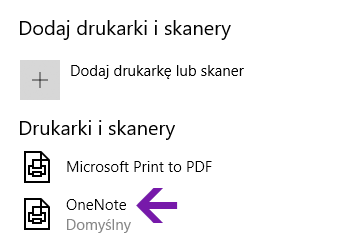 Menu wyboru lokalizacji notesu w programie OneNote dla systemu Windows 10