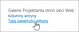 Wybieranie typów zawartości witryny