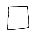 Przedstawia kwadrat narysowany za pomocą pisma odręcznego.